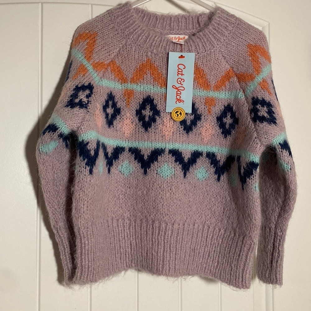 Cat & Jack Little Girls Purple Sweater Size XS